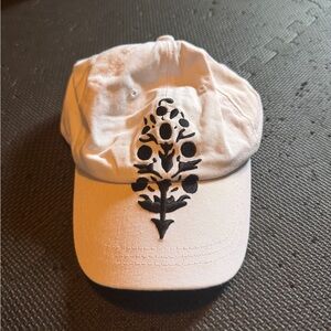 White Cap with Black Embroidery